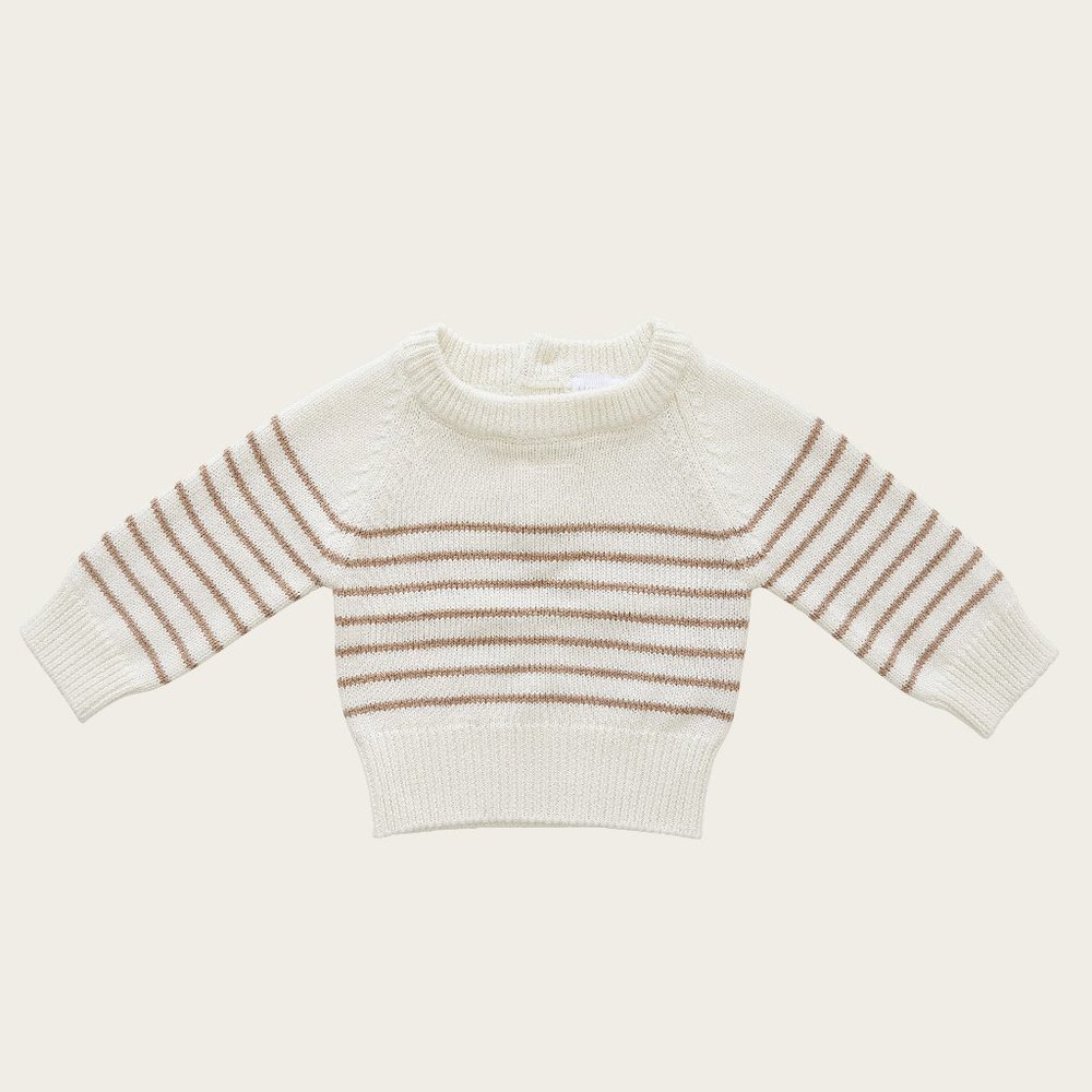 NWT Jamie Kay Striped Knit Sweater in Biscotti & Egret, Size 5 Y